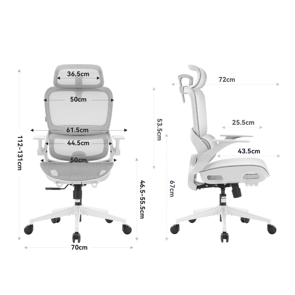 B100 Chaise de bureau ergonomique avec accoudoirs relevables