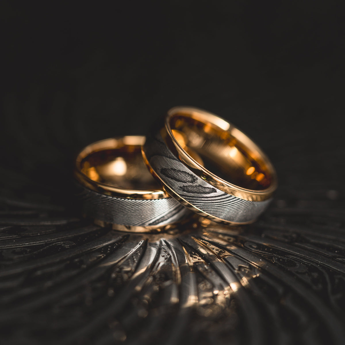 Yellow Gold "Poseidon" Steel/Tungsten Ring