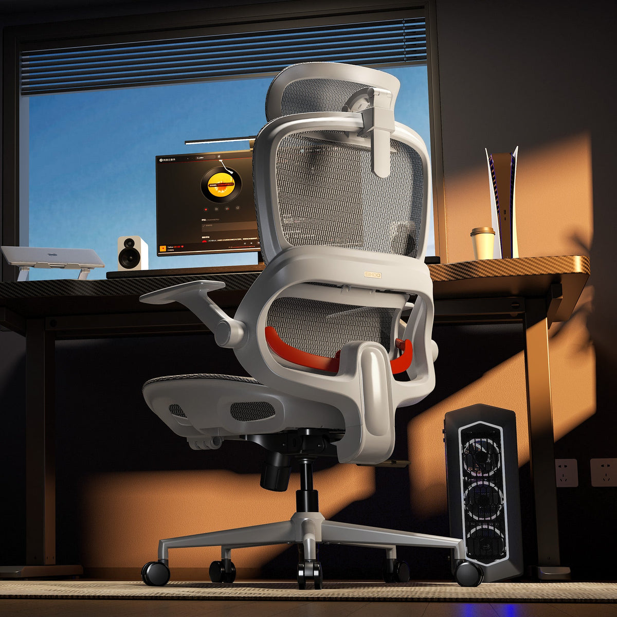 B100 Chaise de bureau ergonomique avec accoudoirs relevables