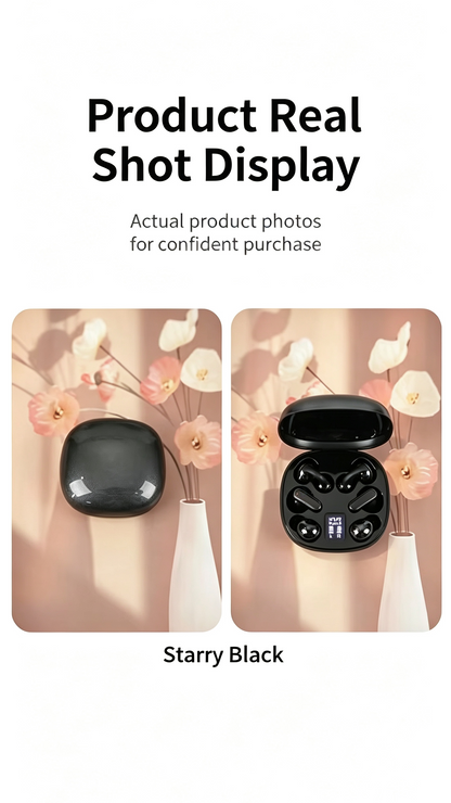 [1 Case, 6 Earbuds] 2026 New 3-in-1 AI Bluetooth Earbuds: Clip-on Design, Sleep-Friendly, Short-Stem, Ultra-Long Battery Life