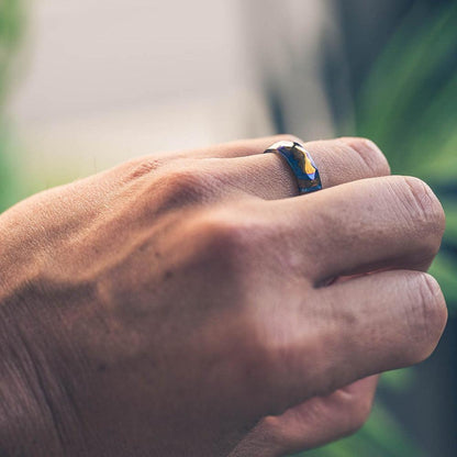 "Poseidon" Hammered Timascus Ring