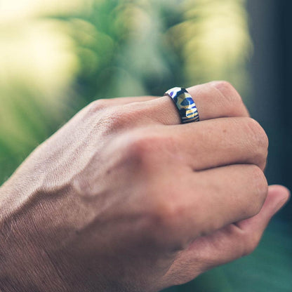 "Poseidon" Hammered Timascus Ring