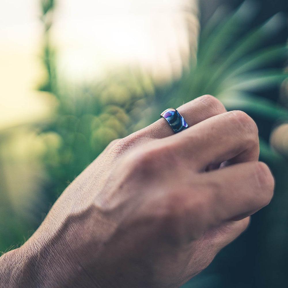 "Poseidon" Hammered Timascus Ring