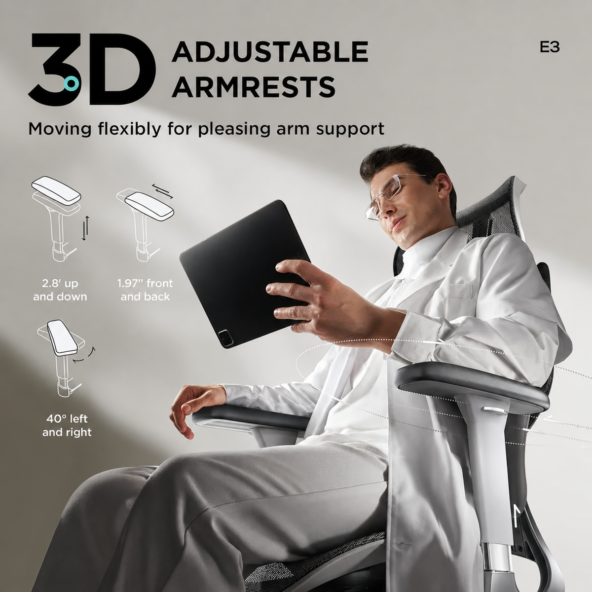 E3 Air Ergonomic Office Chair Without Footrest