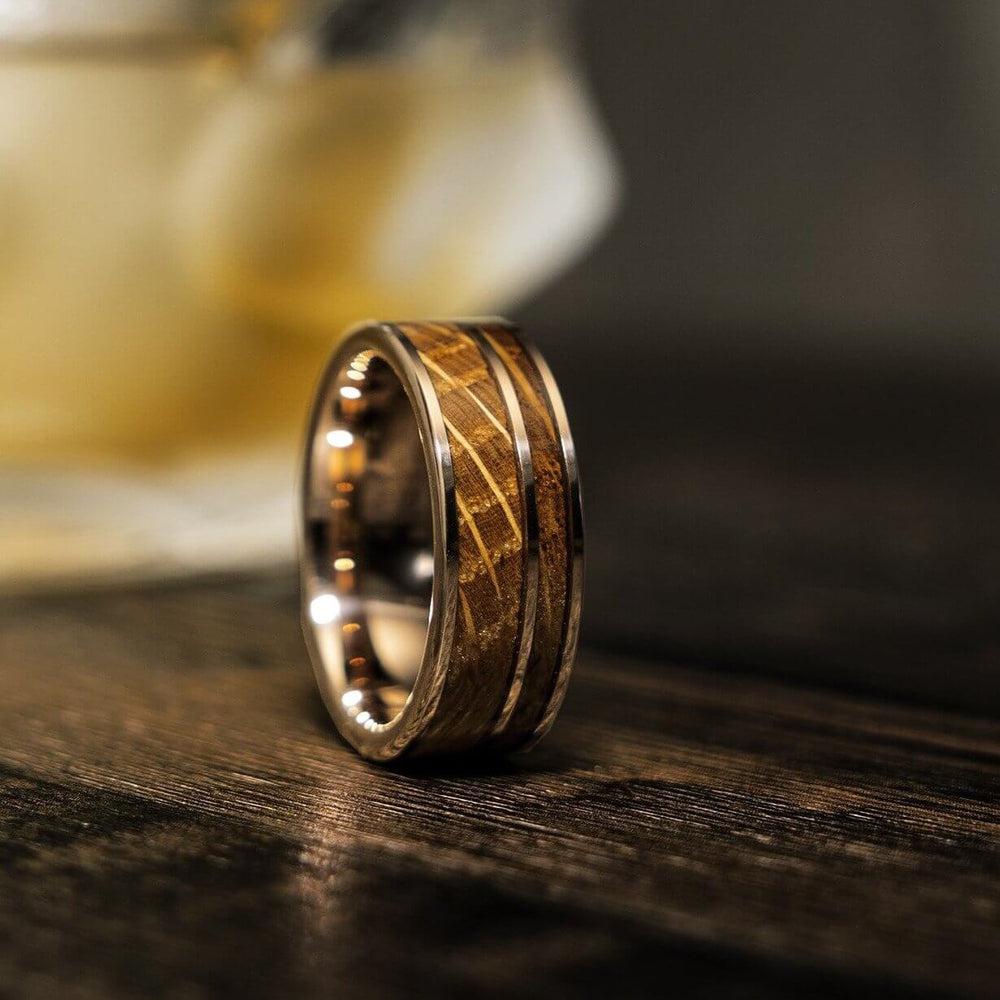 "Atlas"  Whisky Barrel Rose Gold Tungsten Ring