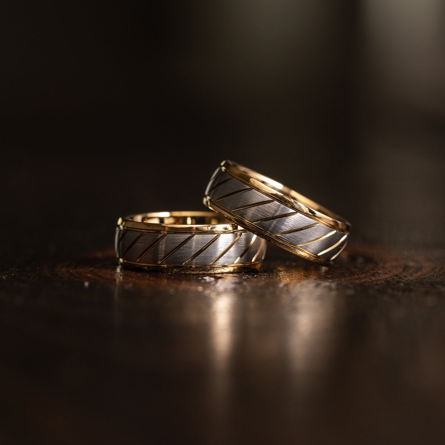 "Apollo" Silver/Yellow Gold Tungsten Carbide Ring- Dome- 6mm/8mm
