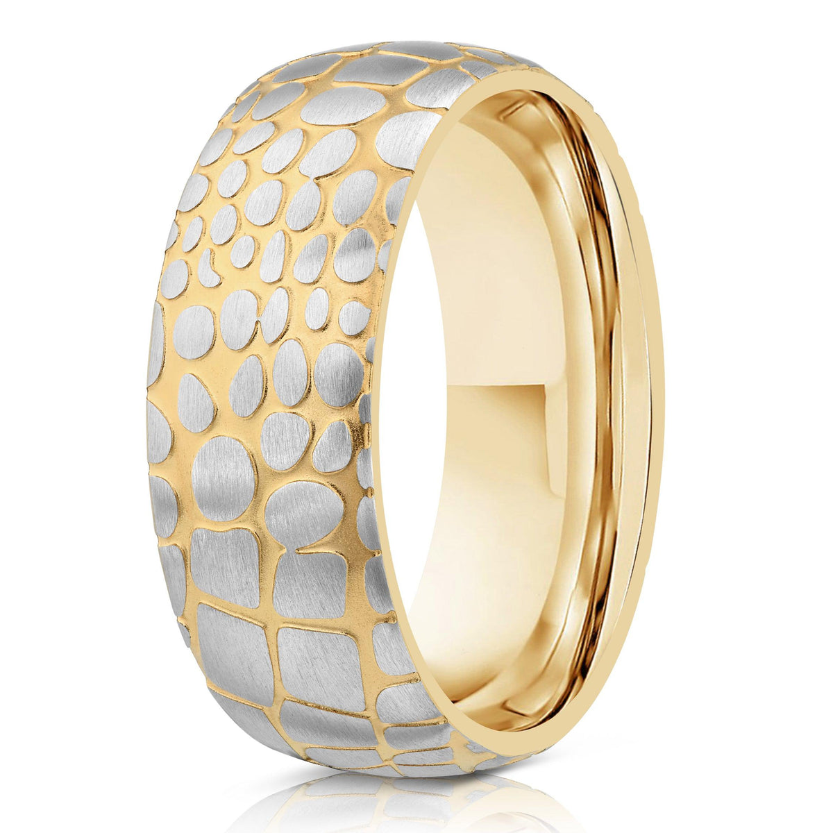 "Poseidon" Yellow Gold Superconductor Ring- Steel with 18k Plate- 6mm/8mm
