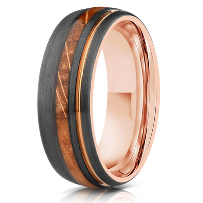 "Dionysus"  Whiskey Barrel Gunmetal/Rose Gold Tungsten Ring