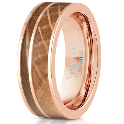 "Atlas"  Whisky Barrel Rose Gold Tungsten Ring