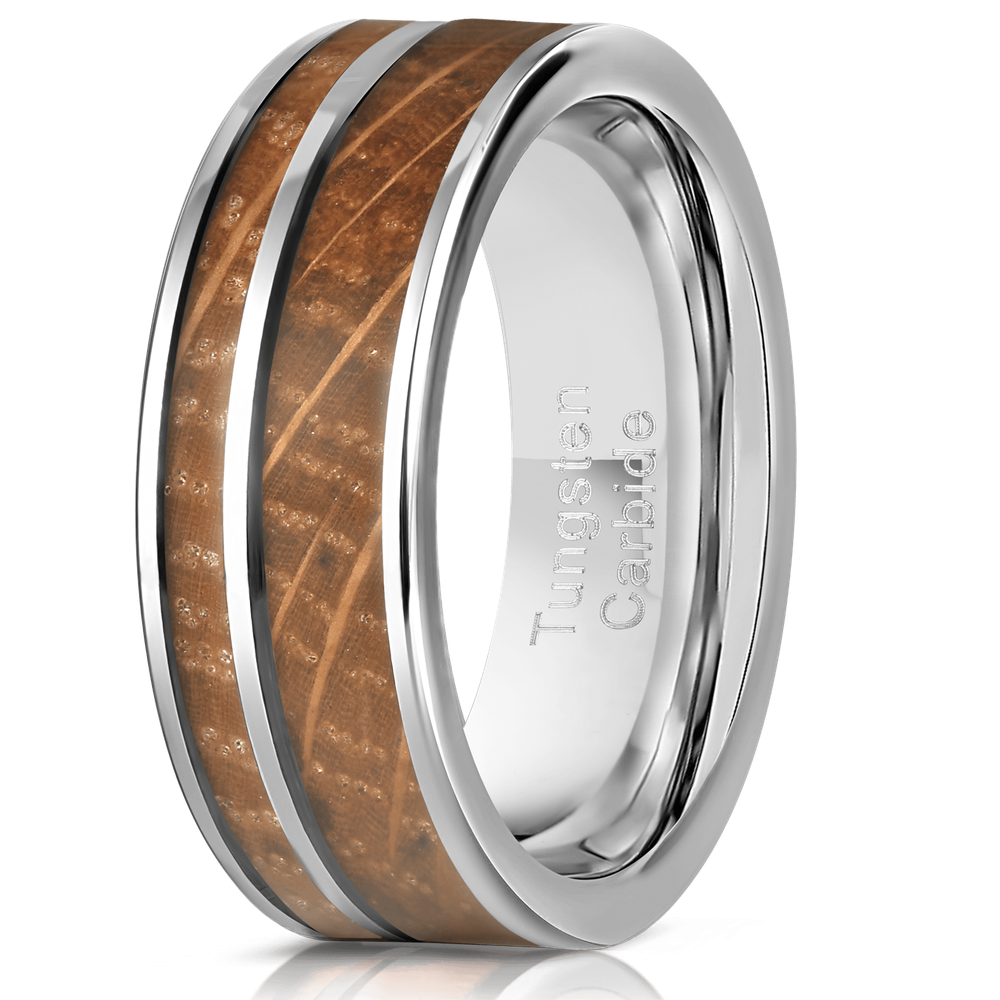 "Atlas"  Whisky Barrel Silver Tungsten Ring