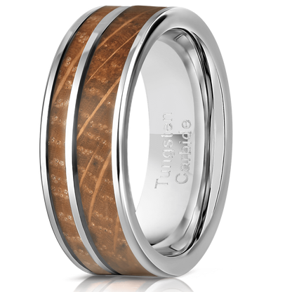 "Atlas"  Whisky Barrel Silver Tungsten Ring