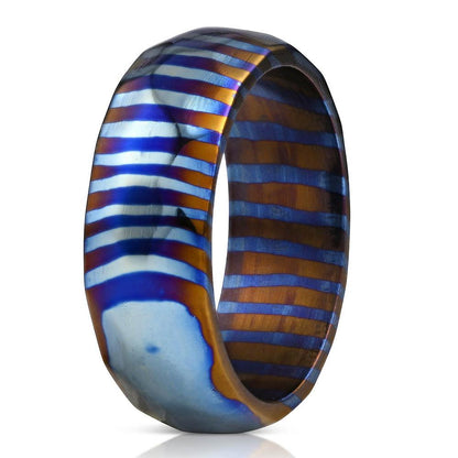 "Poseidon" Hammered Timascus Ring