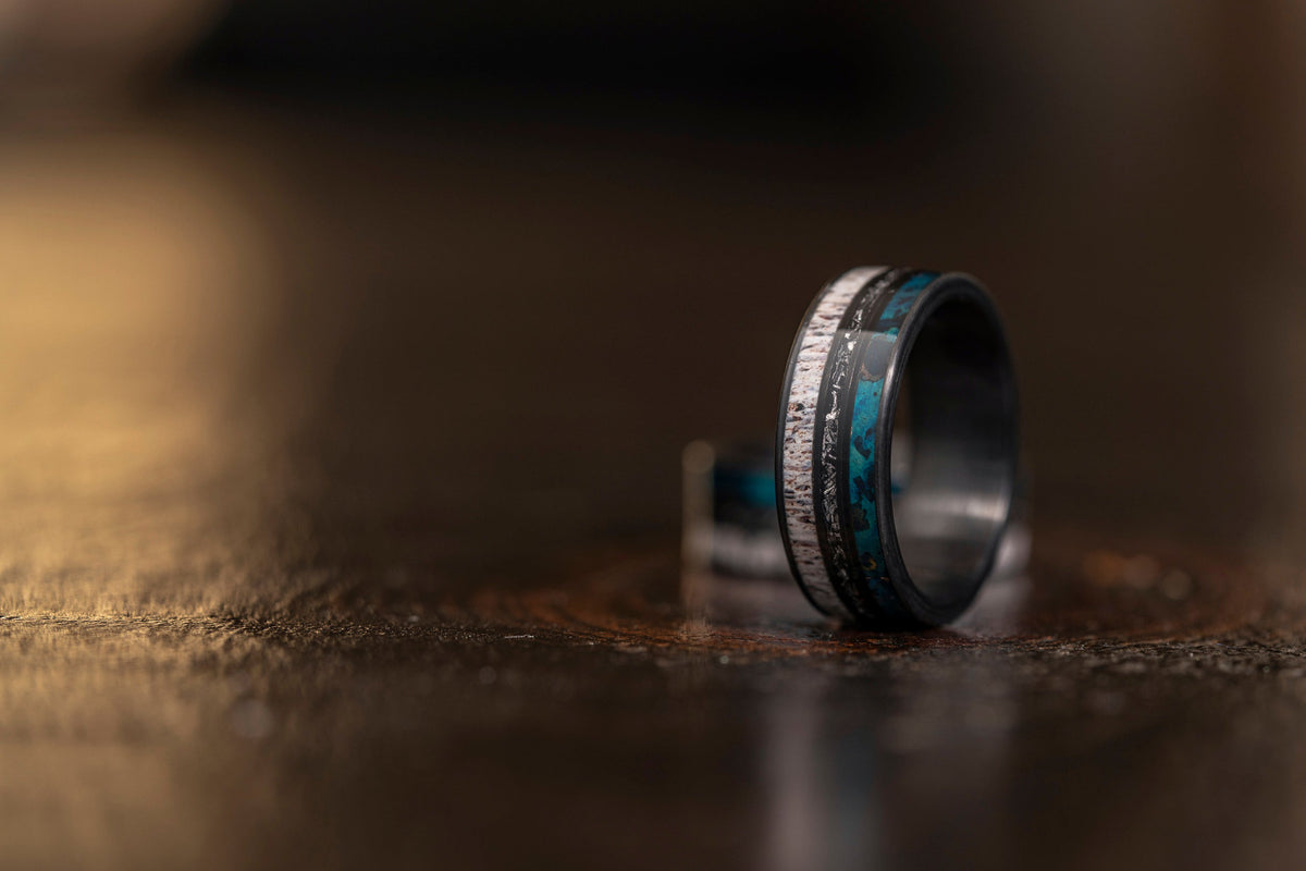 "Dionysus" Antler x Oxidized Copper x Meteorite- Black 8mm