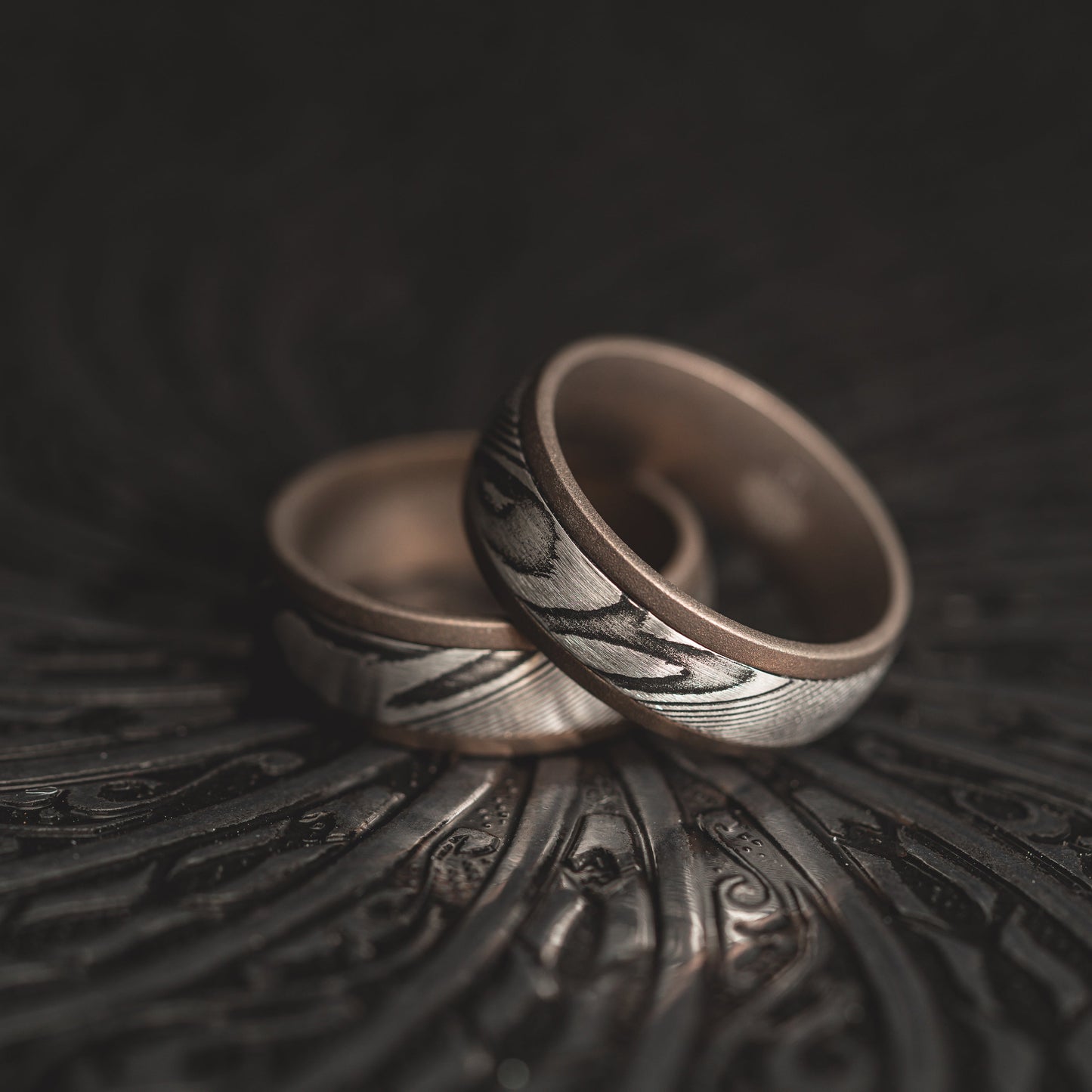 Heated Titanium "Poseidon"  Steel/Burnt Titanium Ring