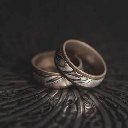 Heated Titanium "Poseidon"  Steel/Burnt Titanium Ring