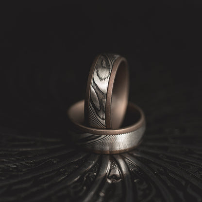 Heated Titanium "Poseidon"  Steel/Burnt Titanium Ring