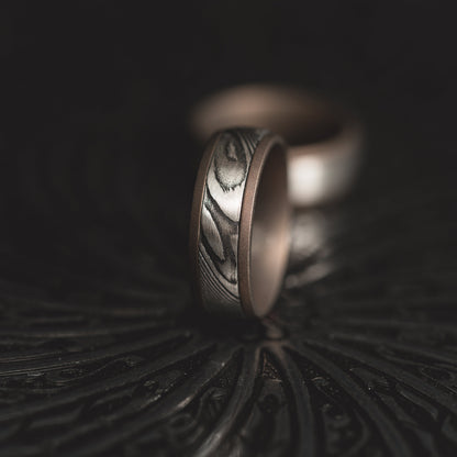 Heated Titanium "Poseidon"  Steel/Burnt Titanium Ring