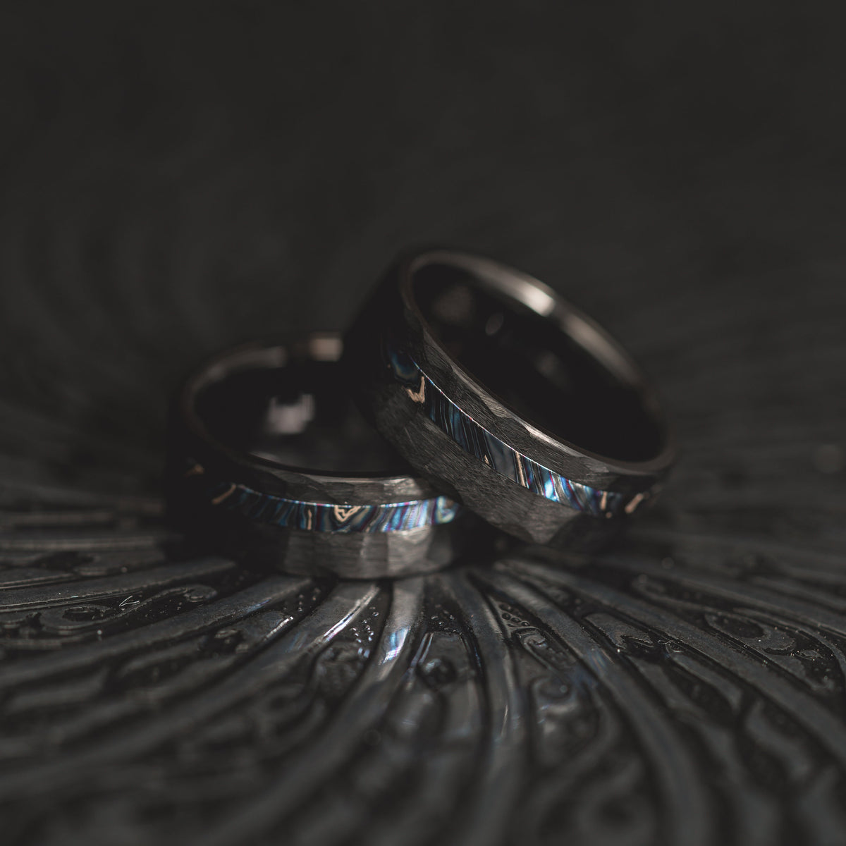 "Vulcan’s Edge" – Black Tungsten with Zircuti Inlay