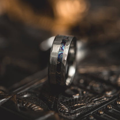 "Vulcan’s Edge" – Silver Tungsten with Zircuti Inlay