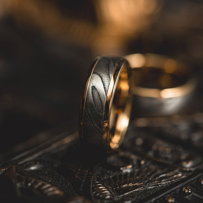 Yellow Gold "Poseidon"  Steel/Tungsten Ring
