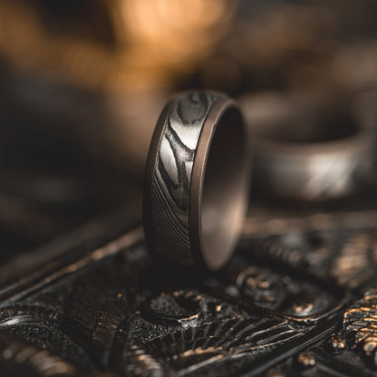 Heated Titanium "Poseidon"  Steel/Burnt Titanium Ring