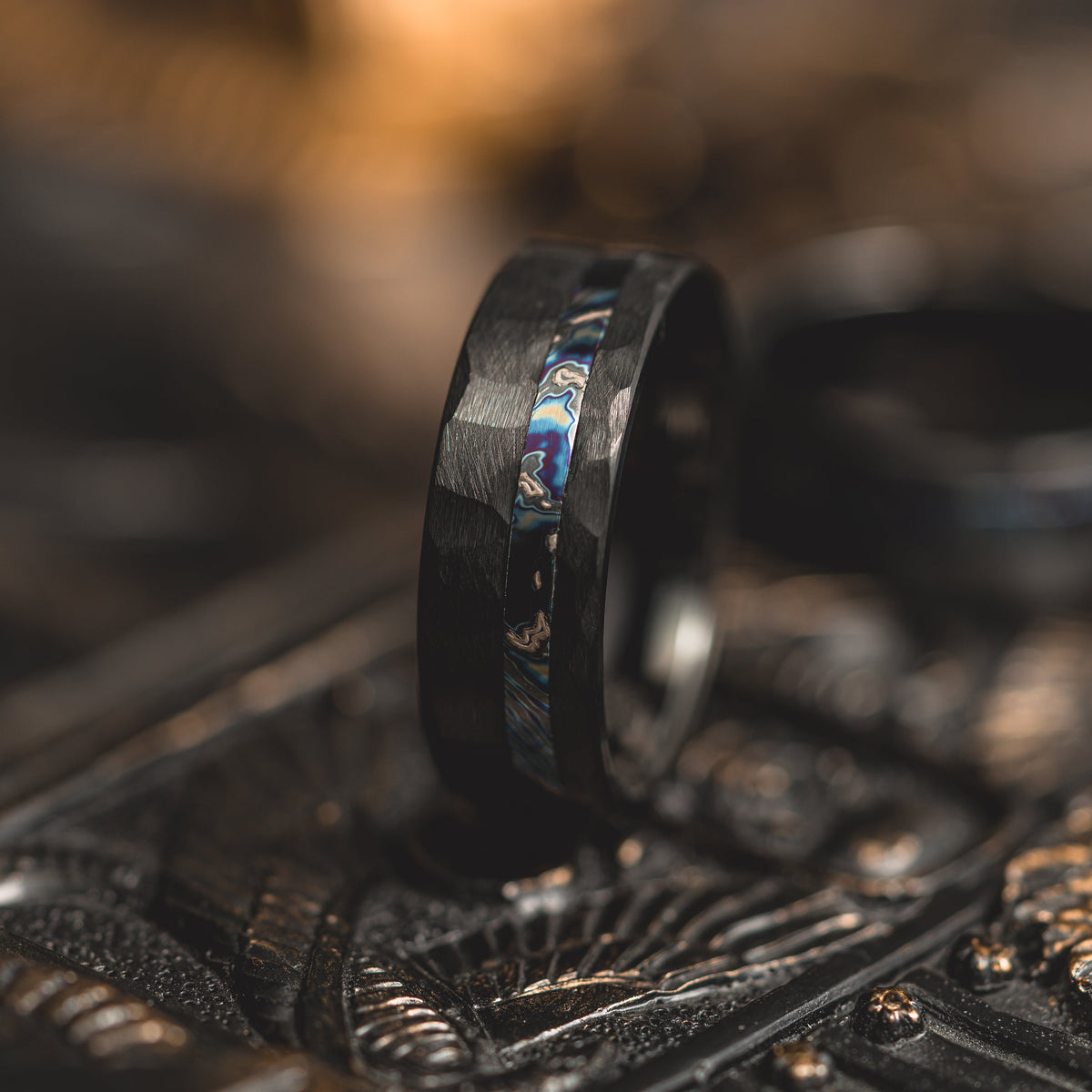 "Vulcan’s Edge" – Black Tungsten with Zircuti Inlay