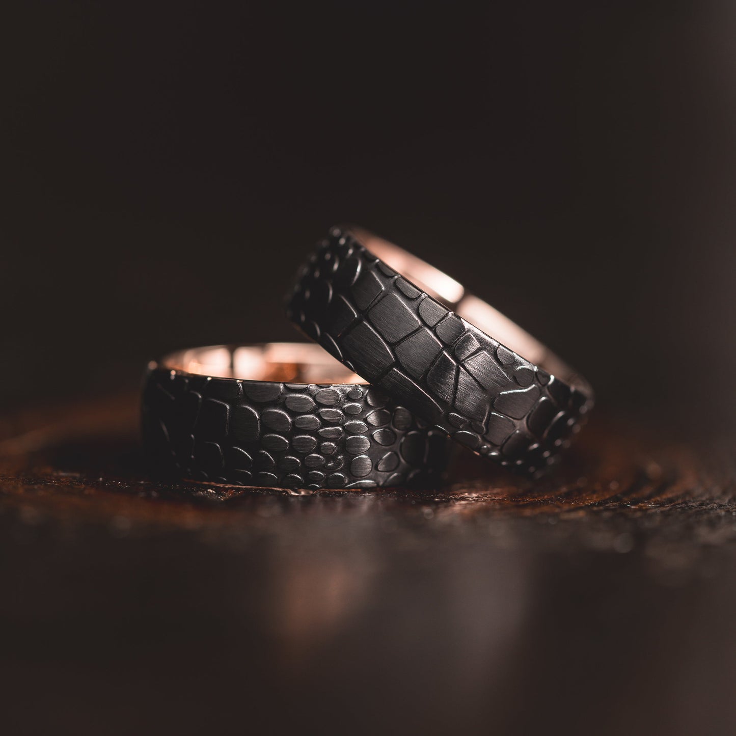 "Quantum Forge" Black with Rose Gold Superconductor Ring- Steel with 18k Plate - 8mm
