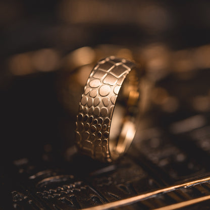 "Quantum Forge" Yellow Gold Superconductor Ring- Steel with 18k Plate - 8mm