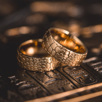 "Quantum Forge" Yellow Gold Superconductor Ring- Steel with 18k Plate - 8mm