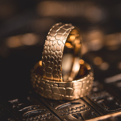 "Quantum Forge" Yellow Gold Superconductor Ring- Steel with 18k Plate - 8mm