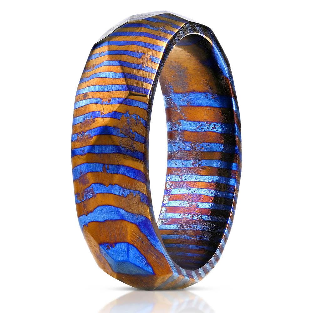 "Poseidon" Hammered Timascus Ring