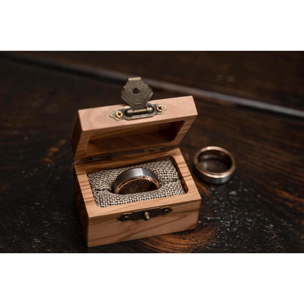 "Apollo" Tungsten Carbide Ring- White Gold w/ Rose Gold Strip- 8mm