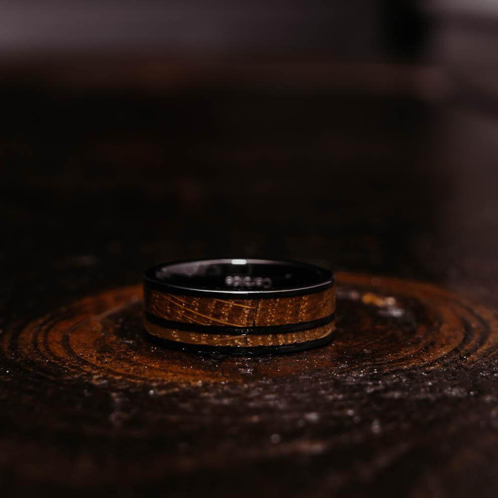 "Atlas"  Whisky Barrel Gunmetal Tungsten Ring