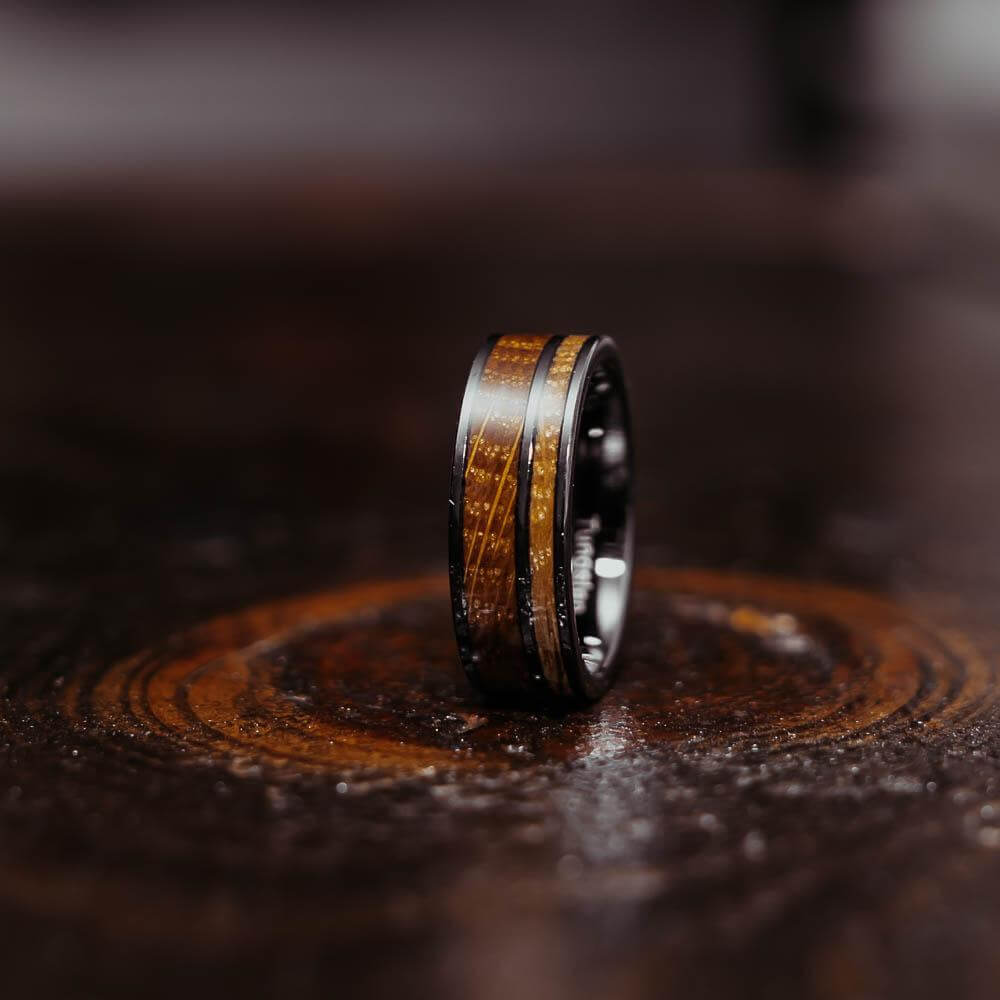 "Atlas"  Whisky Barrel Gunmetal Tungsten Ring