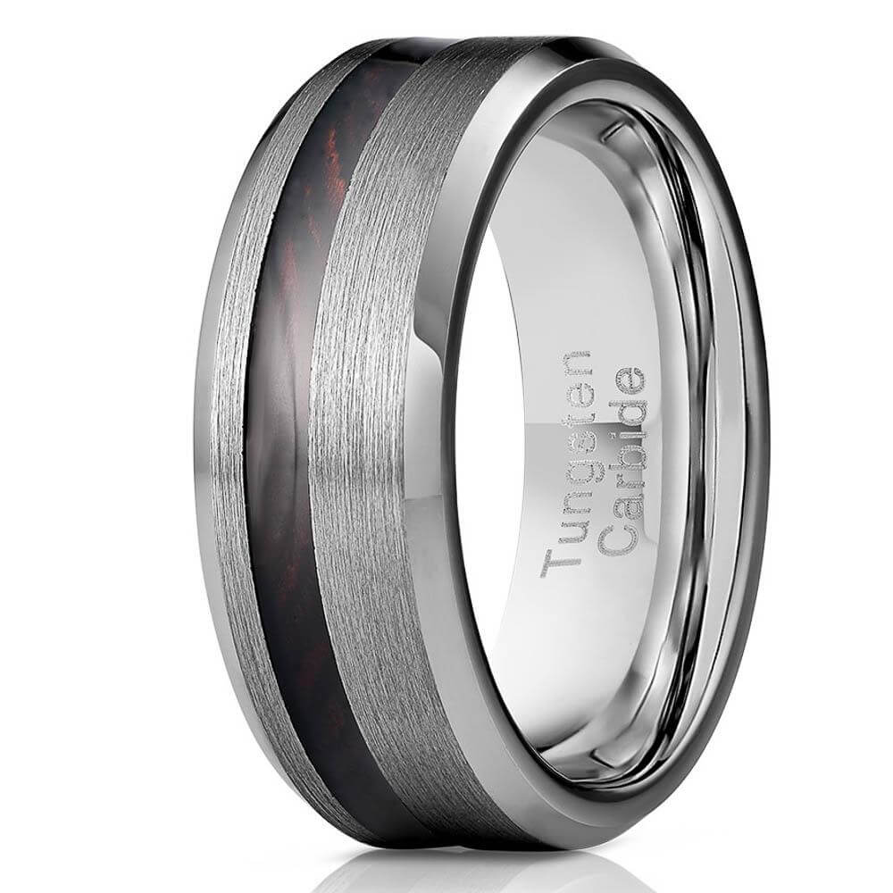 "Artemis"  Ironwood x Silver Tungsten Ring