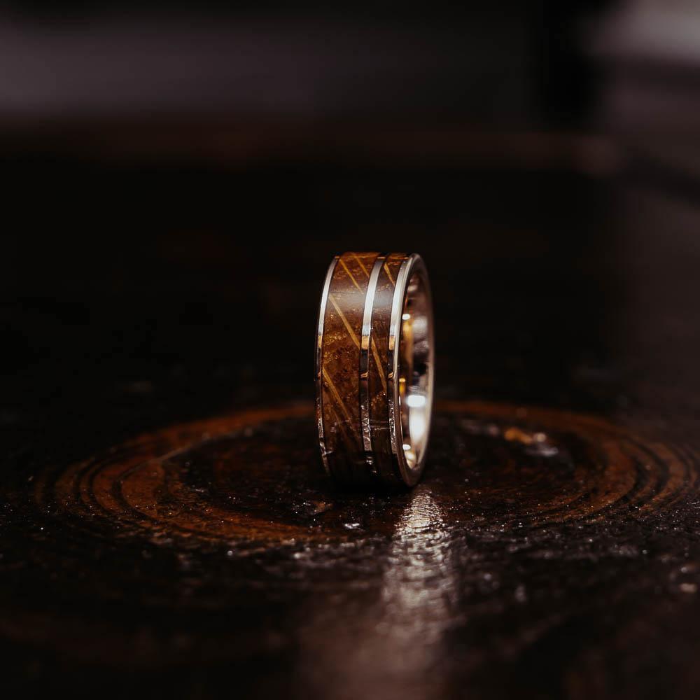 "Atlas"  Whisky Barrel Rose Gold Tungsten Ring