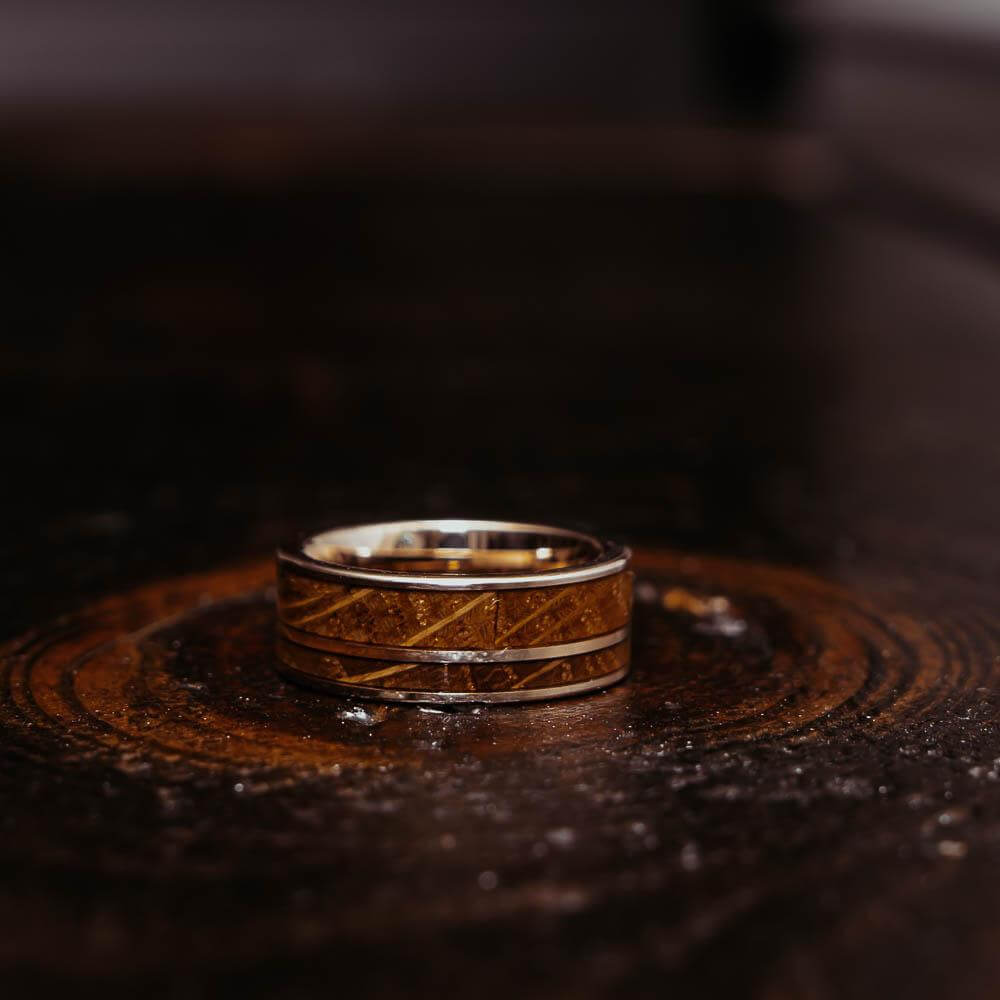 "Atlas"  Whisky Barrel Rose Gold Tungsten Ring