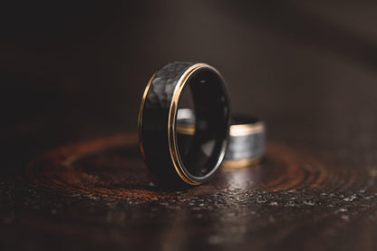 "Hades" Hammered Black Zirconium x Yellow Gold tungsten- 8mm