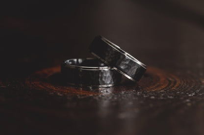 "Hades" Hammered Black Zirconium x Silver  8mm