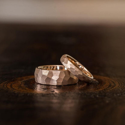 "Zeus" Hammered Tungsten Carbide Ring- Rose Gold Plate- 8mm