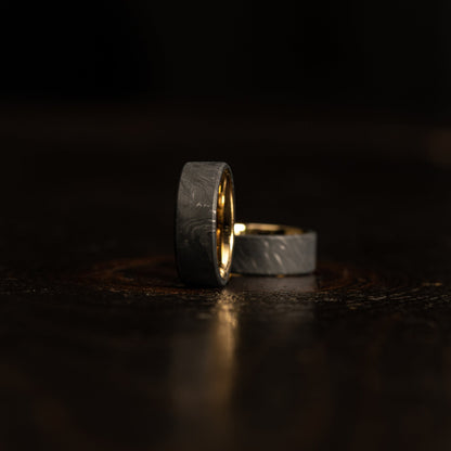 "Athena"  Forged Carbon Fiber/Yellow Gold Tungsten Ring