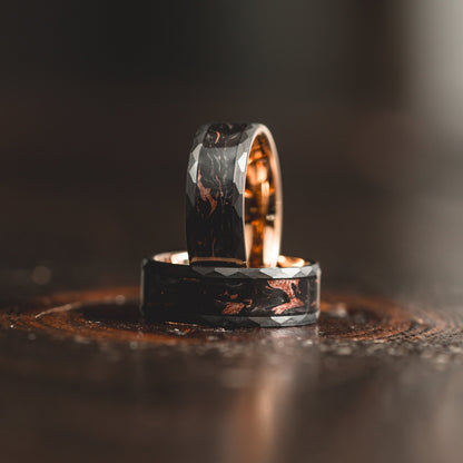 "Obsidian Vortex"  Forged Carbon with Rose Gold Swirl 6mm/8mm