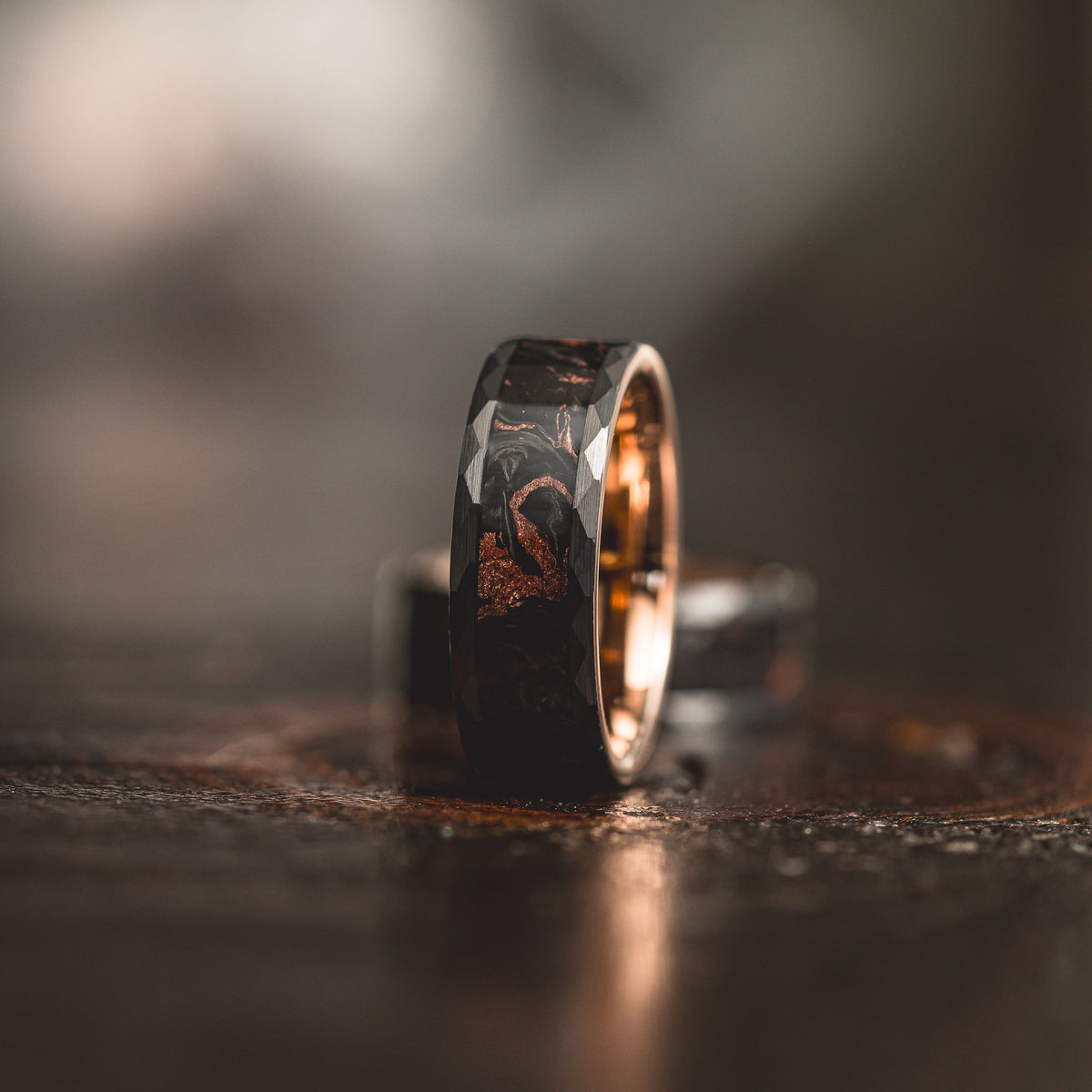 "Obsidian Vortex"  Forged Carbon with Rose Gold Swirl 6mm/8mm