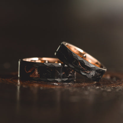 "Obsidian Vortex"  Forged Carbon with Rose Gold Swirl 6mm/8mm