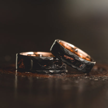 "Obsidian Vortex"  Forged Carbon with Rose Gold Swirl 6mm/8mm