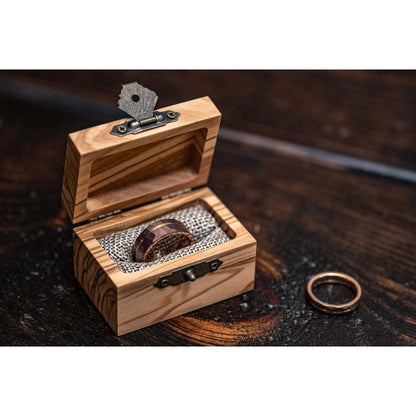 "Zeus" Hammered Tungsten Carbide Ring- Coffee with Rose Gold