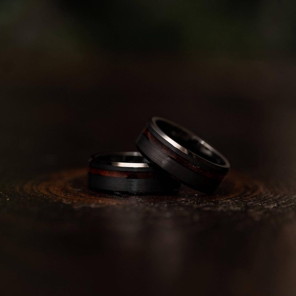 "Artemis"  Ironwood x Black Tungsten Ring