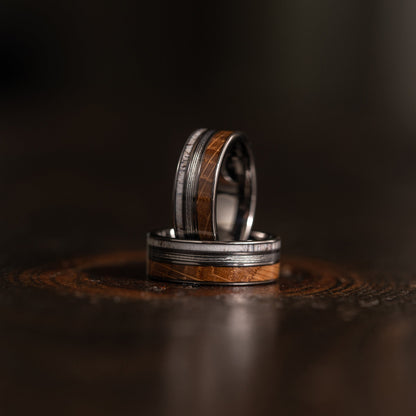 "Dionysus"  Whiskey Barrel Wood x  Antler x Fishing Line- Gunmetal Tungsten