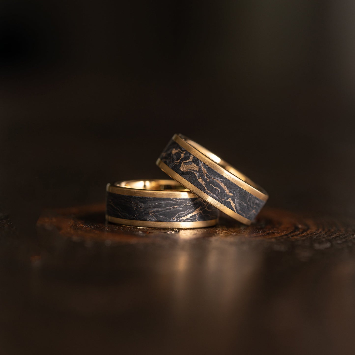 "Athena"  Forged Carbon Fiber x Gold Leaf with Gold Tungsten Ring