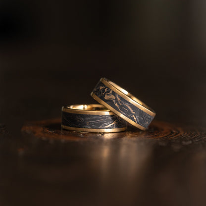 "Athena"  Forged Carbon Fiber x Gold Leaf with Gold Tungsten Ring